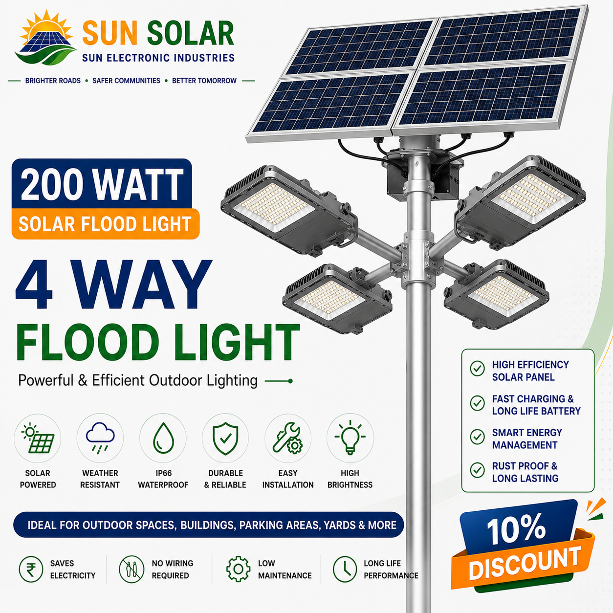 200W Solar Flood Light
