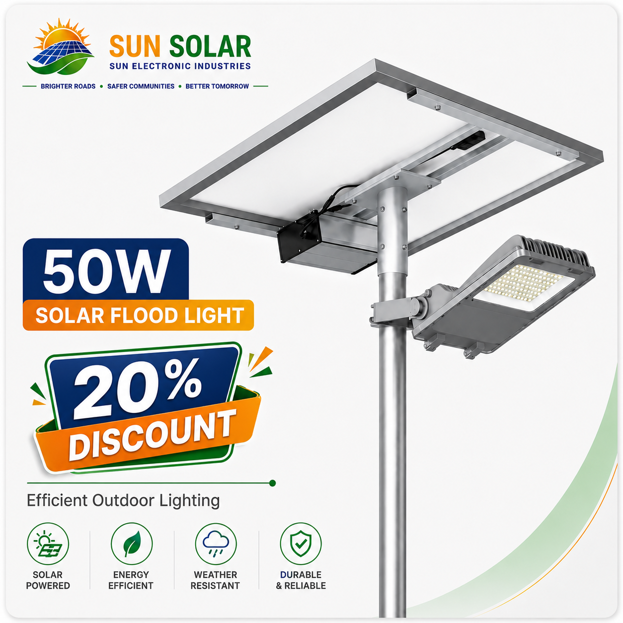 50W Solar Flood Light