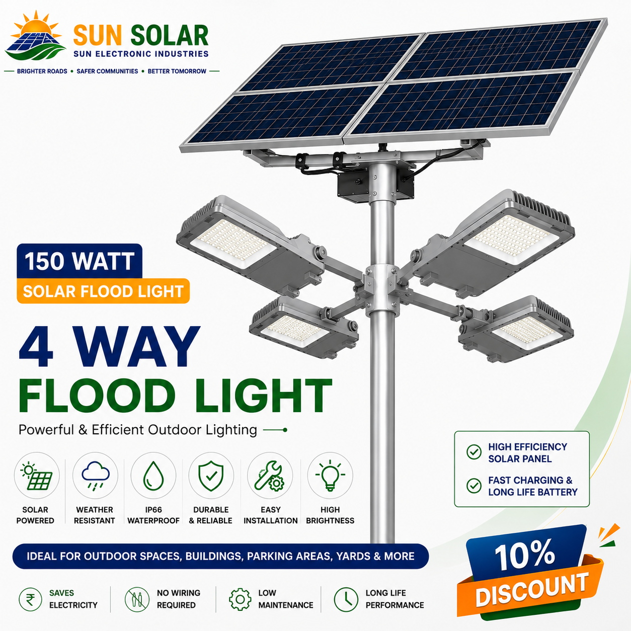 150W Solar Flood Light