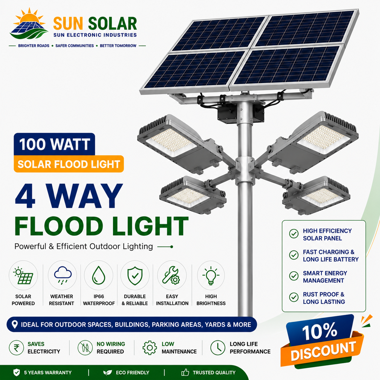 100W Solar Flood Light